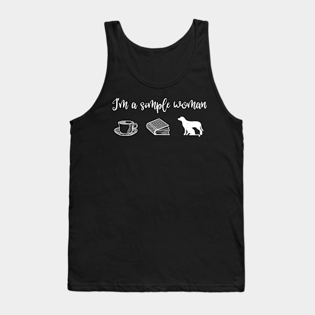 I'm a Simple Woman Coffee Books Dogs and Cats Tank Top by MisterMash